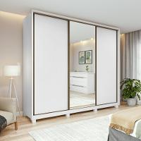 Guarda-roupa Casal 100% Mdf 3 Portas 6 Gavetas Vitta 2,70 Glass E Pés Branco - 1