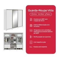 Guarda-roupa Casal 100% Mdf 3 Portas 6 Gavetas Vitta 2,70 Glass E Pés Branco