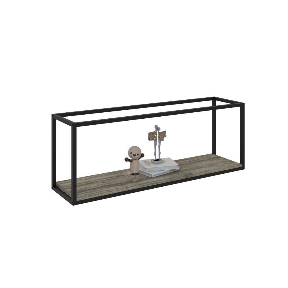 Nicho Aéreo Dynamica 120x30x42cm C-01 Prateleira Carvalho - Est.preta Carvalho - Est.preta - 1