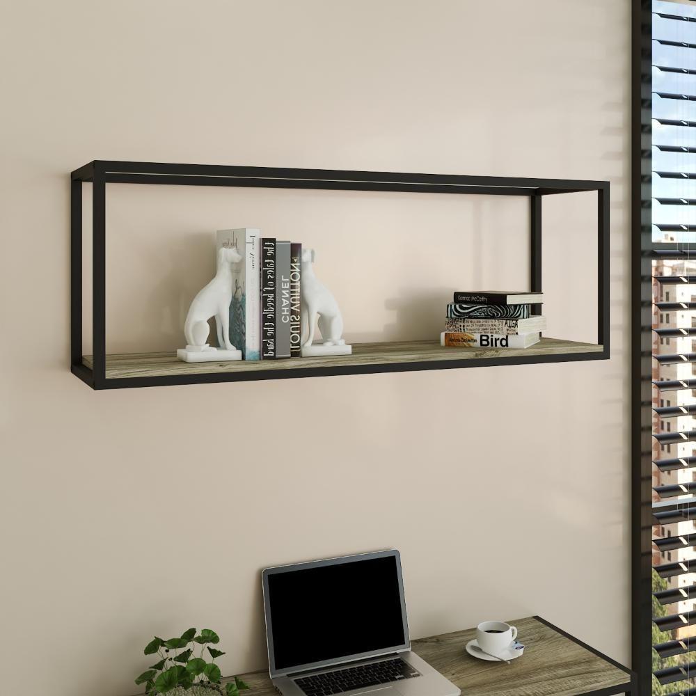 Nicho Aéreo Dynamica 120x30x42cm C-01 Prateleira Carvalho - Est.preta Carvalho - Est.preta - 2