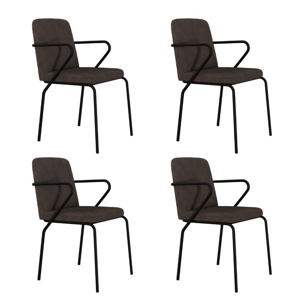 Cadeira Bloom Fixa C-4 Pes C-braco 490x580x850 Mm C-4 Un Boucle Marrom Castor Boucle Marrom Castor - 1