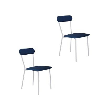 Cadeira Vintage Emília Fixa C-4 Pes 450 X 505 X 810 Mm C-2 Un. Pés Brancos. Cy.azul Jeans Azul Jeans City