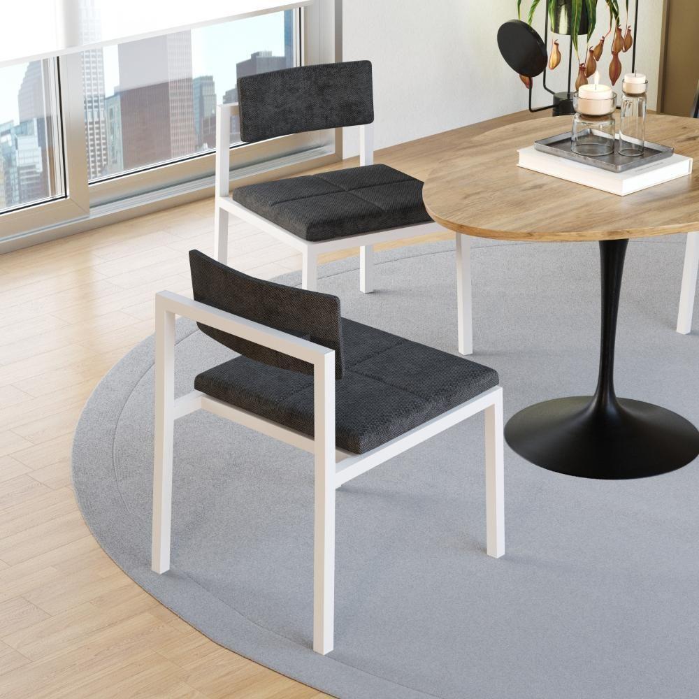 Cadeira Noah Encosto Anatômico Pés Brancos. Lautrec Grafite Lautrec Grafite - 2