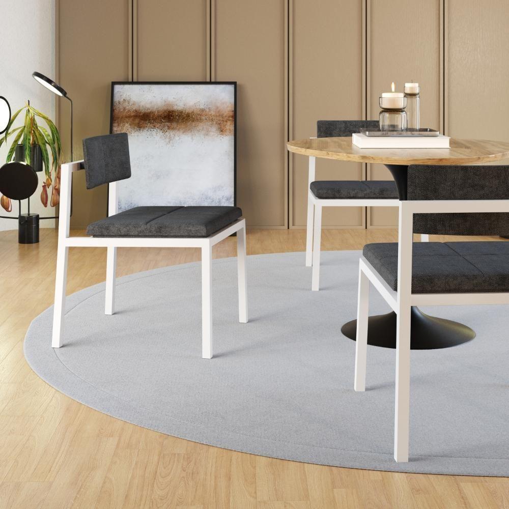 Cadeira Noah Encosto Anatômico Pés Brancos. Lautrec Grafite Lautrec Grafite - 4