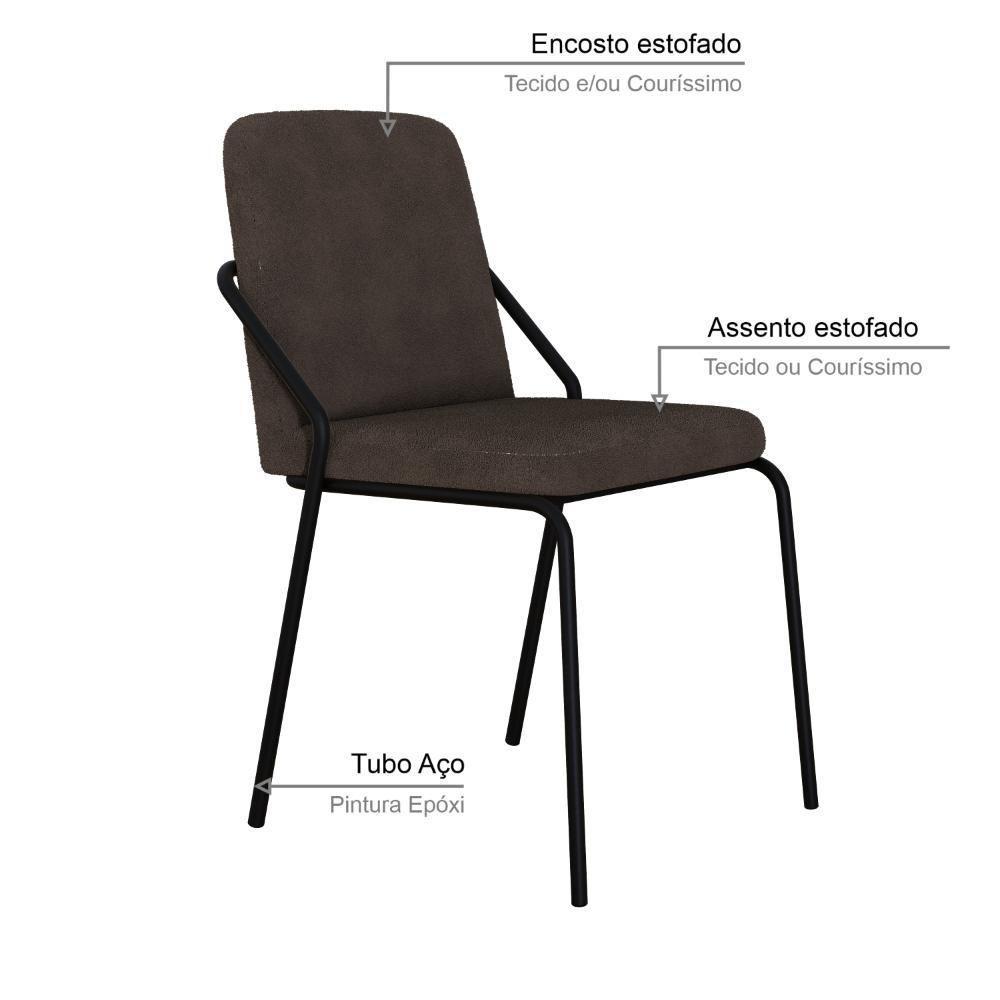 Cadeira Bloom Fixa C-4 Pes S-braco 490x580x850 Mm C-4 Un Boucle Marrom Castor Boucle Marrom Castor - 3