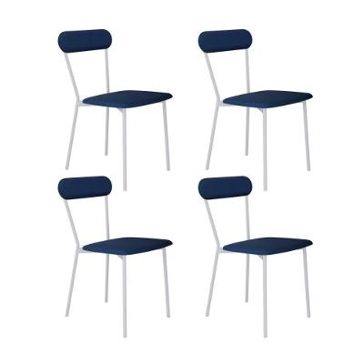 Cadeira Vintage Emília Fixa C-4 Pes 450 X 505 X 810 Mm C-4 Un. Pés Brancos. Cy.azul Jeans Azul Jeans City