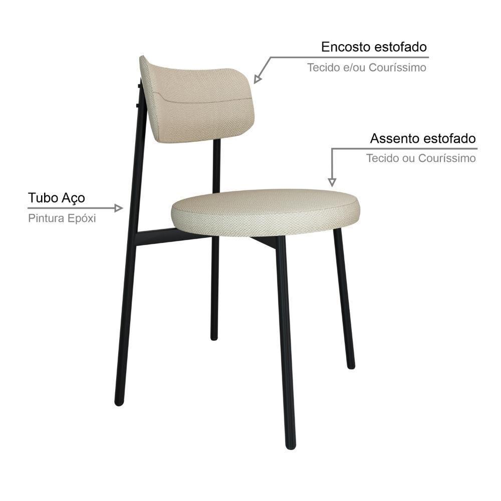 2 Unidades Cadeira Kyta Fixa C-4 Pés 50 X 44,7 X 83,8 Cm. Corriente Areia Corriente Areia - 3