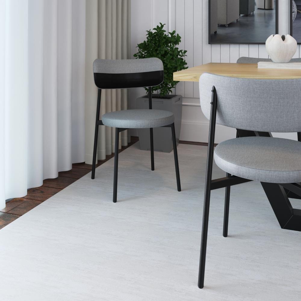 Cadeira Kyta Fixa C-4 Pés 50 X 44,7 X 83,8 Cm. Corriente Cinza Claro-courino Preto Corriente Cinza Claro-courino Preto - 2