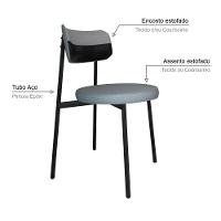 Cadeira Kyta Fixa C-4 Pés 50 X 44,7 X 83,8 Cm. Corriente Cinza Claro-courino Preto Corriente Cinza Claro-courino Preto - 3
