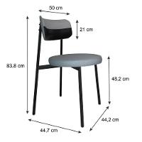 Cadeira Kyta Fixa C-4 Pés 50 X 44,7 X 83,8 Cm. Corriente Cinza Claro-courino Preto Corriente Cinza Claro-courino Preto - 6