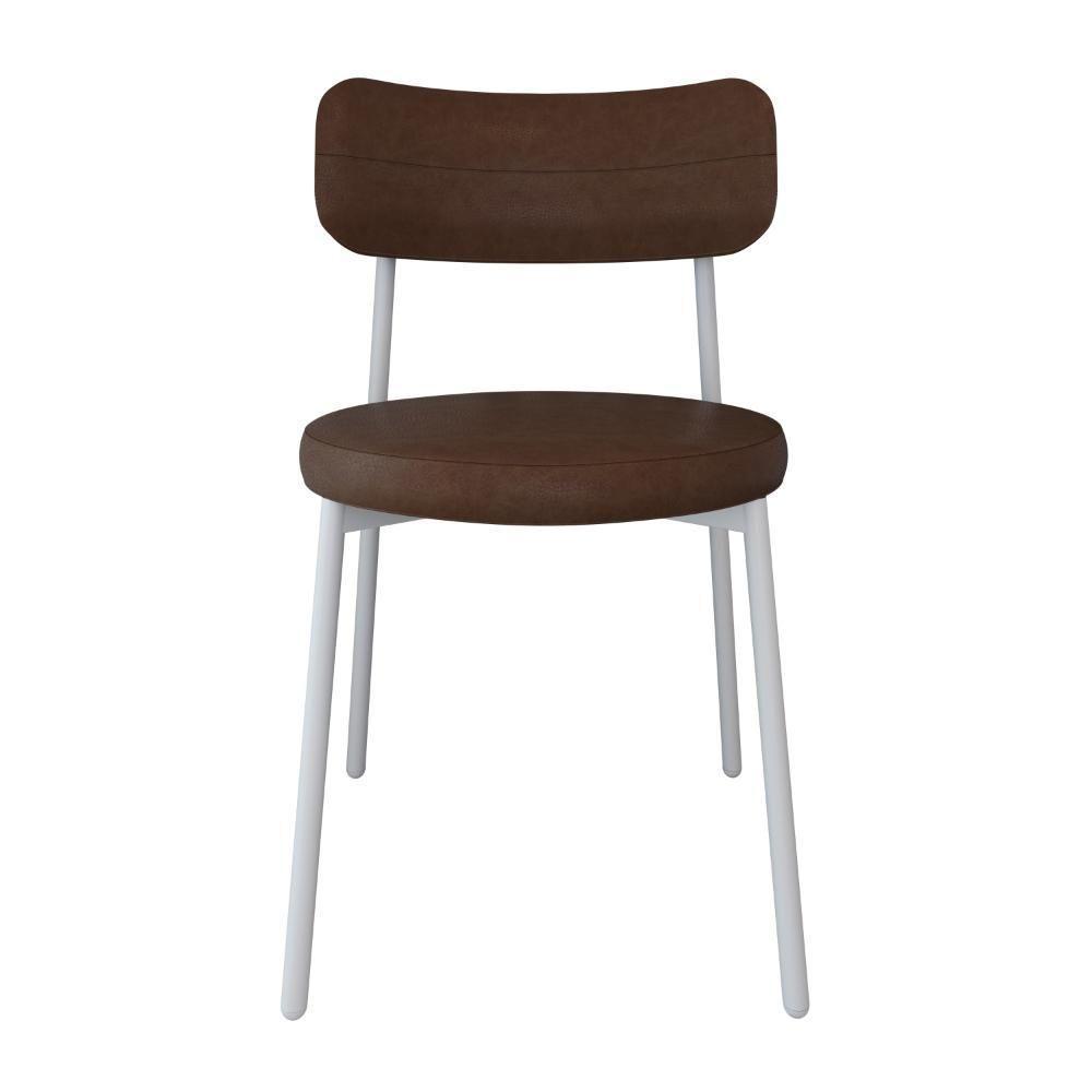 Cadeira Kyta Fixa C-4 Pés 50 X 44,7 X 83,8 Cm Pés Brancos. Courino Whisky Courino Whisky - 4