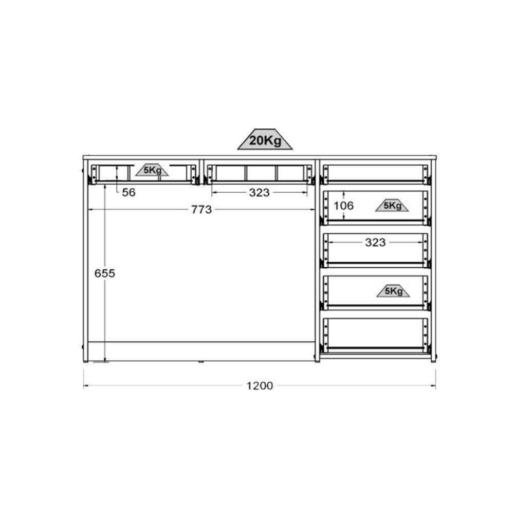 Mesa De Escritório Ditália 7 Gavetas Com Cadeira Pe-90 - 3