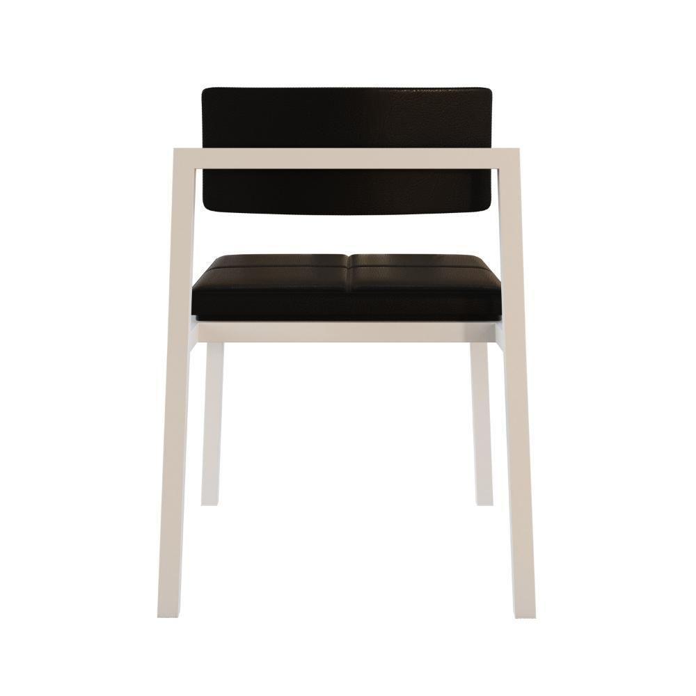 Cadeira Noah Encosto Anatômico Pés Brancos. Courino Preto Courino Preto - 6