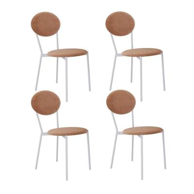 Cadeira Vintage Elipse Fixa C-4 Pes 430 X 535 X 860 Mm C-4 Un. Pés Brancos. Vld.nude Veludo Nude