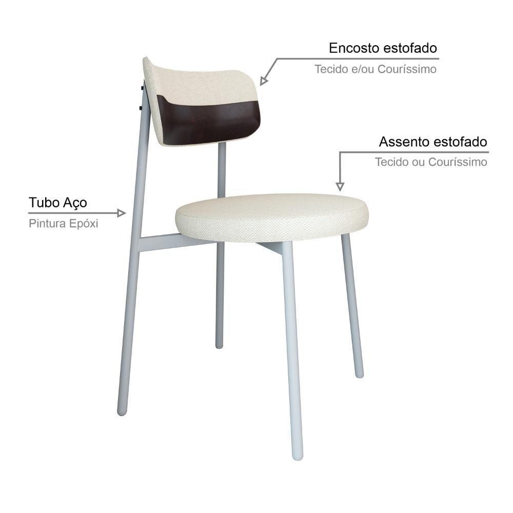 Cadeira Kyta Fixa C-4 Pés 50 X 44,7 X 83,8 Cm Pés Brancos. Corriente Palha-courino Café Corriente Palha-courino Café - 3