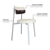 Cadeira Kyta Fixa C-4 Pés 50 X 44,7 X 83,8 Cm Pés Brancos. Corriente Palha-courino Café Corriente Palha-courino Café - 3