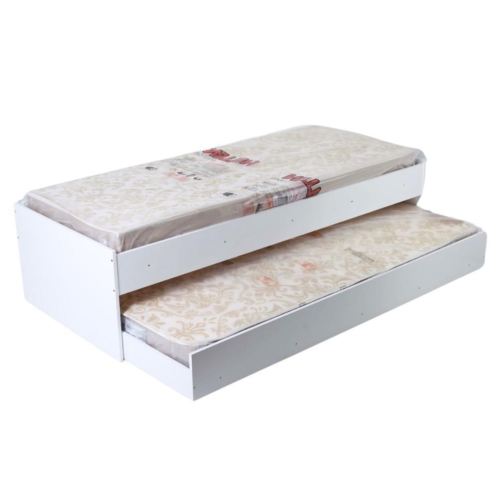 Cama Solteiro Bicama Ditália Com Colchões Cm-20 Branco - 2