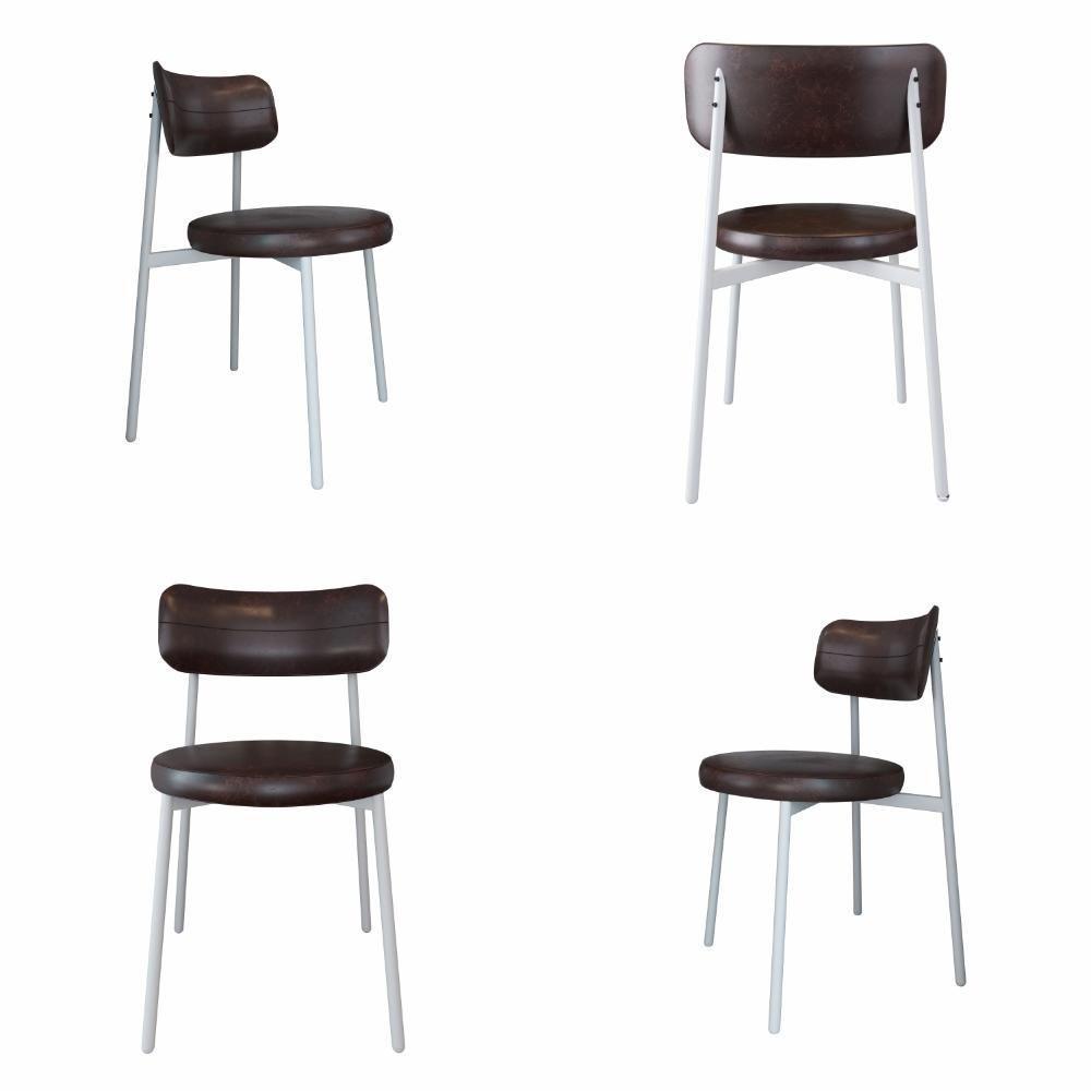 4 Unidades Cadeira Kyta Fixa C-4 Pés 50 X 44,7 X 83,8 Cm Pés Brancos. Courino Café Courino Café - 1