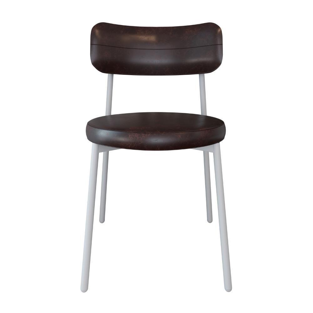 4 Unidades Cadeira Kyta Fixa C-4 Pés 50 X 44,7 X 83,8 Cm Pés Brancos. Courino Café Courino Café - 4