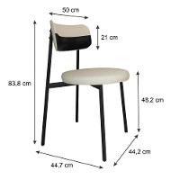 4 Unidades Cadeira Kyta Fixa C-4 Pés 50 X 44,7 X 83,8 Cm. Corriente Areia-courino Preto Corriente Areia-courino Preto - 6