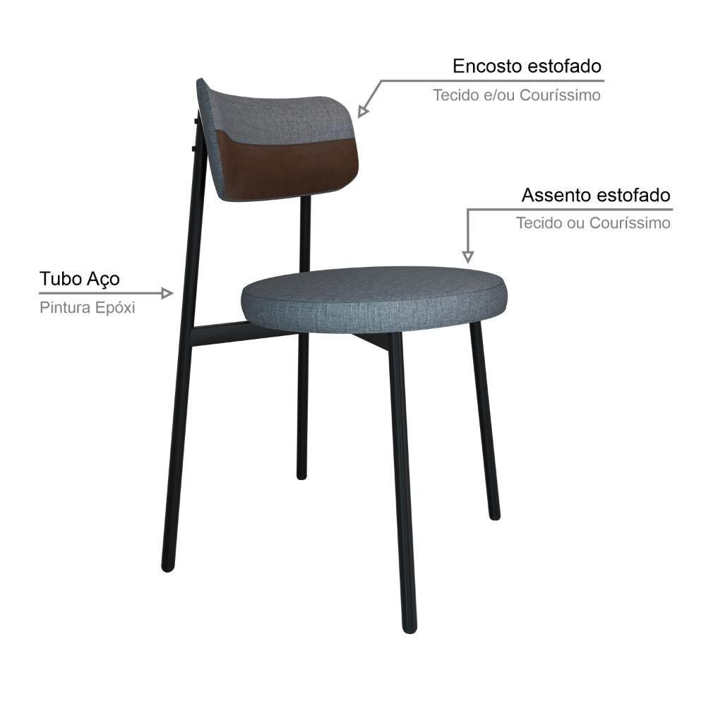 Cadeira Kyta Fixa C-4 Pés 50 X 44,7 X 83,8 Cm. Corriente Cinza-courino Whisky Corriente Cinza-courino Whisky - 3