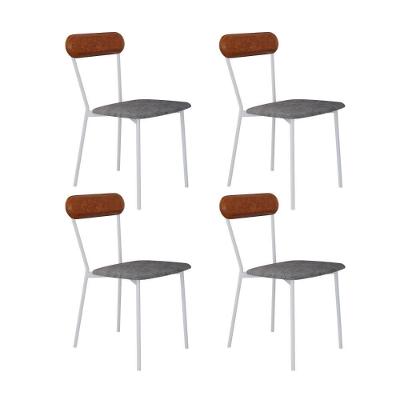 Cadeira Vintage Emília Fixa C-4 Pes 450 X 505 X 810 Mm C-4 Un. Pés Brancos. Cy.nev.pta-cn.cml Névoa Pta-cn.caramelo