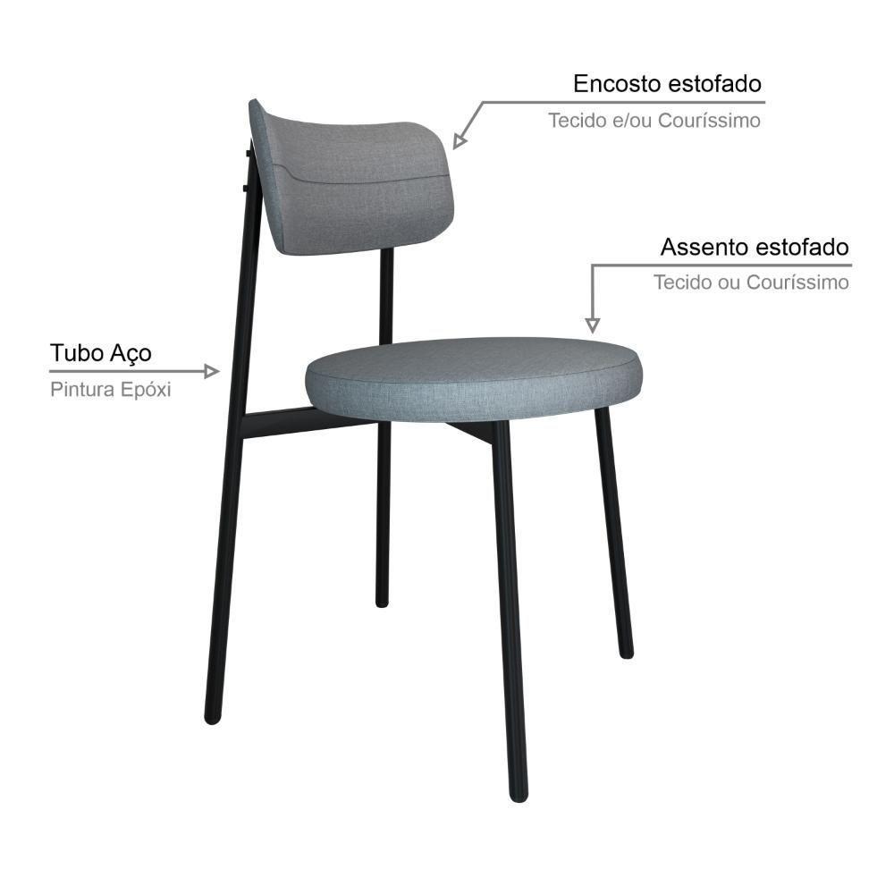 Cadeira Kyta Fixa C-4 Pés 50 X 44,7 X 83,8 Cm. Corriente Cinza Claro Corriente Cinza Claro - 3
