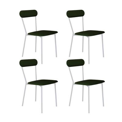 Cadeira Vintage Emília Fixa C-4 Pes 450 X 505 X 810 Mm C-4 Un. Pés Brancos. Cy.vd.msg Verde Musgo City