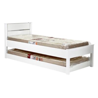 Cama Solteiro Ditália Cama Auxiliar + 2 Colchões Cm22 Cm23 Branco