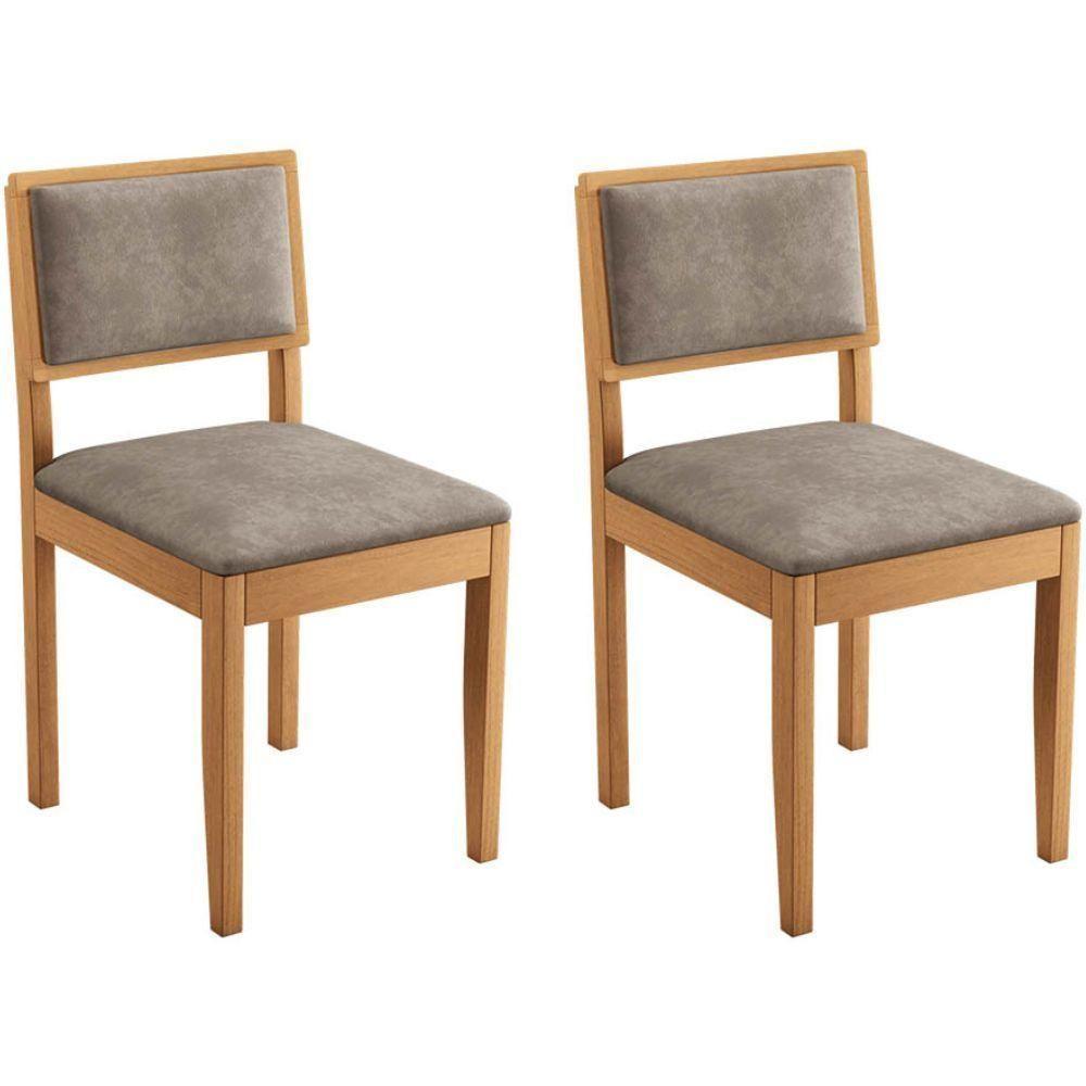 Conjunto 2 Cadeiras Jade 04 Verona Grafite Pés Em Madeira Jcm - 1