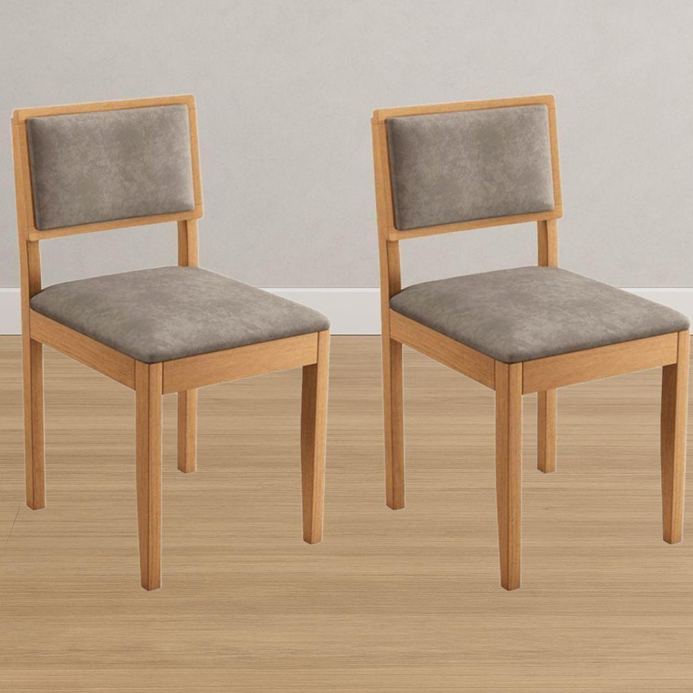 Conjunto 2 Cadeiras Jade 04 Verona Grafite Pés Em Madeira Jcm - 2