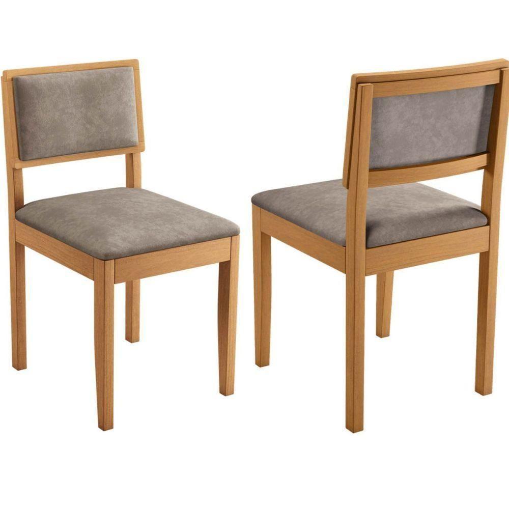 Conjunto 2 Cadeiras Jade 04 Verona Grafite Pés Em Madeira Jcm - 4