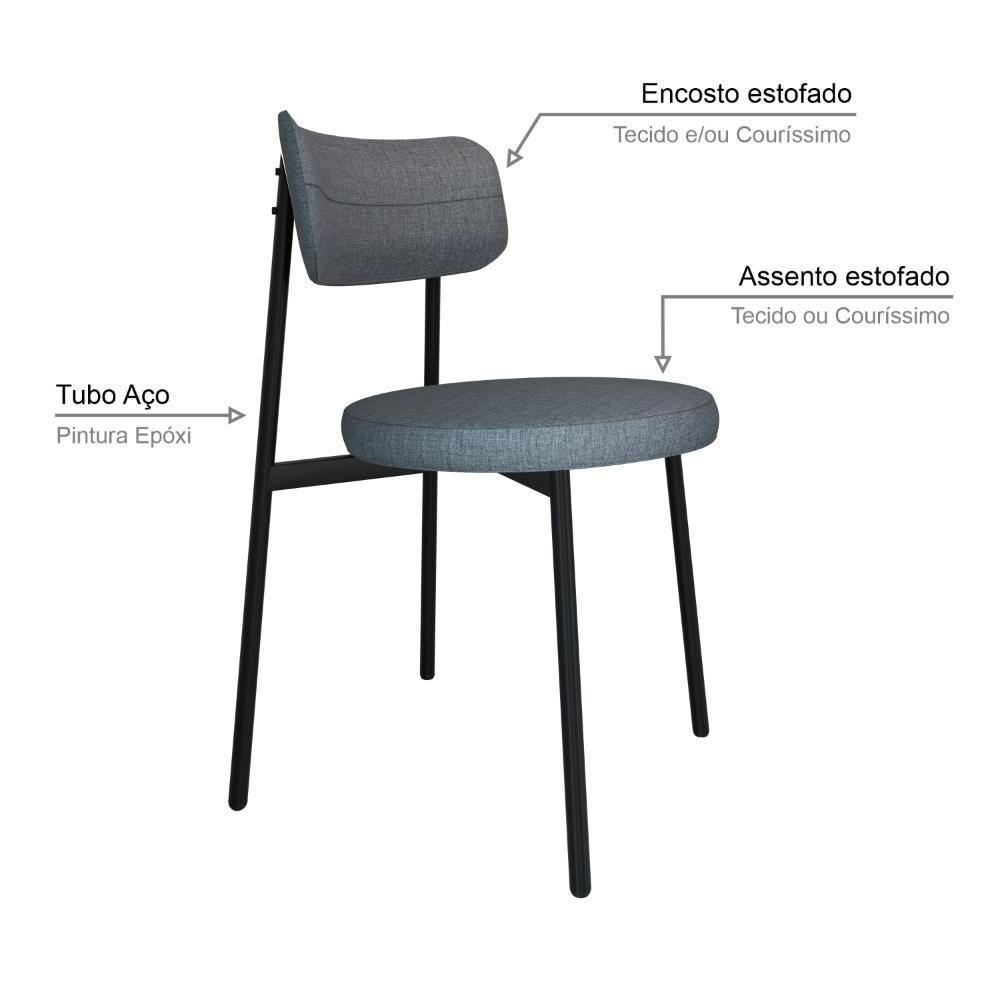 Cadeira Kyta Fixa C-4 Pés 50 X 44,7 X 83,8 Cm. Corriente Cinza Corriente Cinza - 3