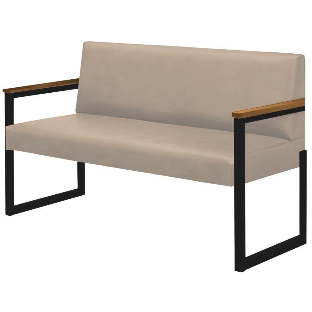 Conjunto Sofá 2 Lugares E 2 Poltronas Niterói Couro Off White Em Metal Preto - 5