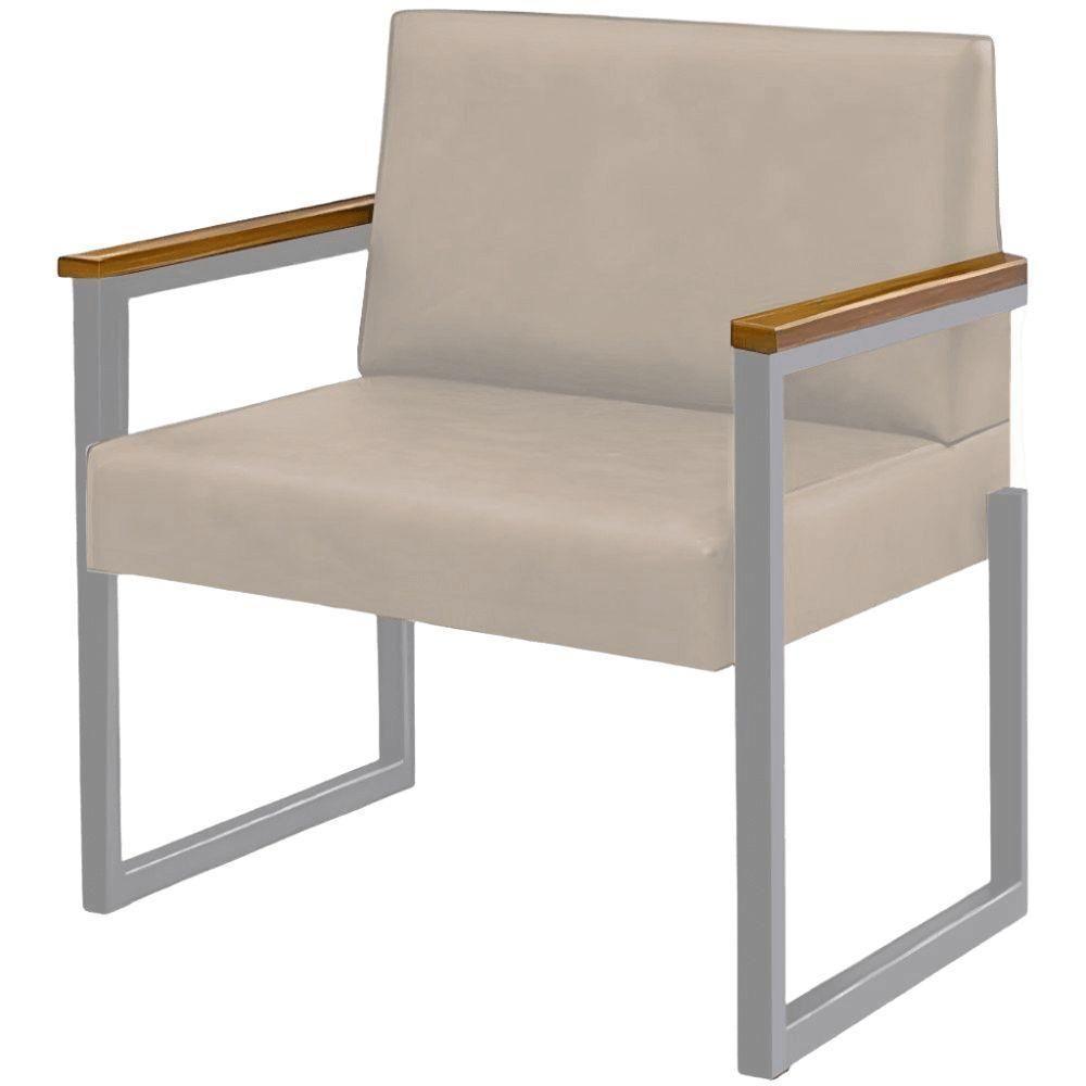 Conjunto Sofá 2 Lugares E 1 Poltrona Niterói Couro Off White Em Metal Champanhe - 6