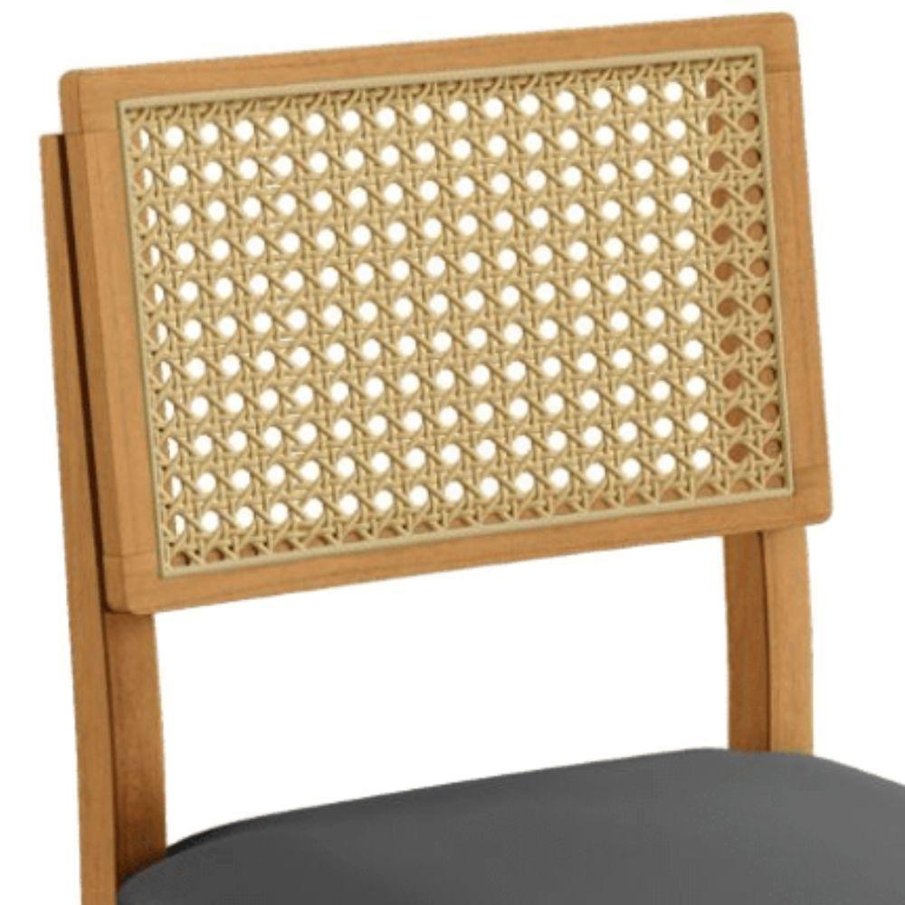 Conjunto 2 Cadeiras Jade 03 Com Rattan Veludo Cinza Pés Em Madeira Jcm - 7