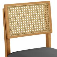 Conjunto 2 Cadeiras Jade 03 Com Rattan Veludo Cinza Pés Em Madeira Jcm - 7