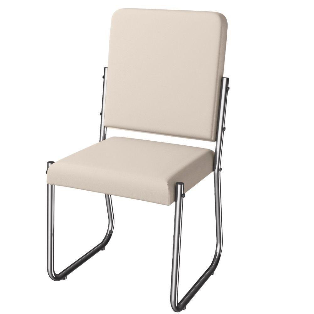 Kit 2 Cadeiras Cromada Sala Jantar 2C139CR Corino Preto Kappesberg Nude - 5