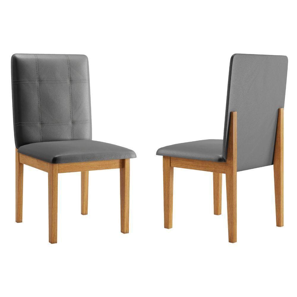 Conjunto 2 Cadeiras ágata Veludo Cinza Pés Em Madeira Jcm - 4