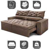 Sofá Retrátil E Reclinável 2,30m Essence Velusoft Castor Cama Inbox - 3