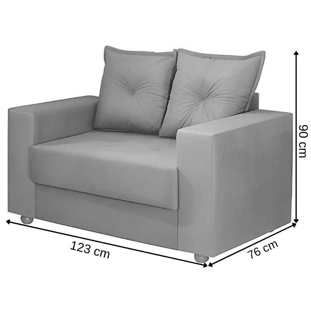 Conjunto Sofá 2 E 3 Lugares Palermo Veludo Bege - 4