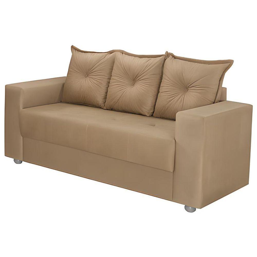 Conjunto Sofá 2 E 3 Lugares Palermo Veludo Bege - 5