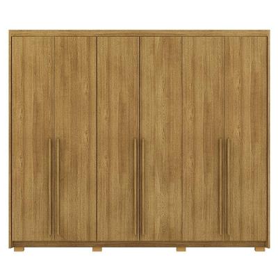 Guarda Roupa Casal 10095 6 Portas Bater 3 Gavetas Nature MDF Milani Movelaria