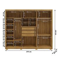 Guarda Roupa Casal 6 Portas 3 Gavetas MDF 275 Cm Vlr Nature - 2