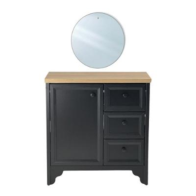 Gabinete Armário Banheiro Ditália Com Tampo + Espelho Bn-05 Preto