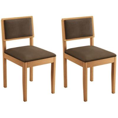 Conjunto 2 Cadeiras Jade 04 Veludo Marrom Pés Em Madeira Jcm