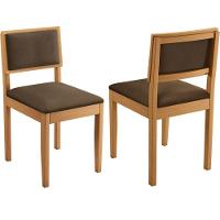 Conjunto 2 Cadeiras Jade 04 Veludo Marrom Pés Em Madeira Jcm