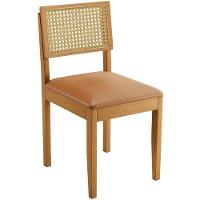 Conjunto 2 Cadeiras Jade 03 Com Rattan Couro Caramelo Pés Em Madeira Jcm - 5