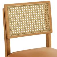 Conjunto 2 Cadeiras Jade 03 Com Rattan Couro Caramelo Pés Em Madeira Jcm - 7