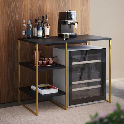 Aparador Adega Industrial Bar Barzinho Bourbon Aço Dourado E Preto 95 Cm